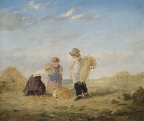 Kinder bei der Heuernte